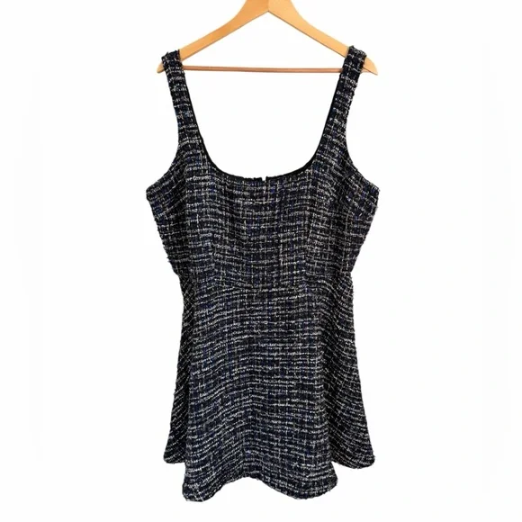 Eloquii Flare Tweed Mini Jumper Blue & Black Fit & Flare Dress Womens Sz 16 NWT - Picture 2 of 10